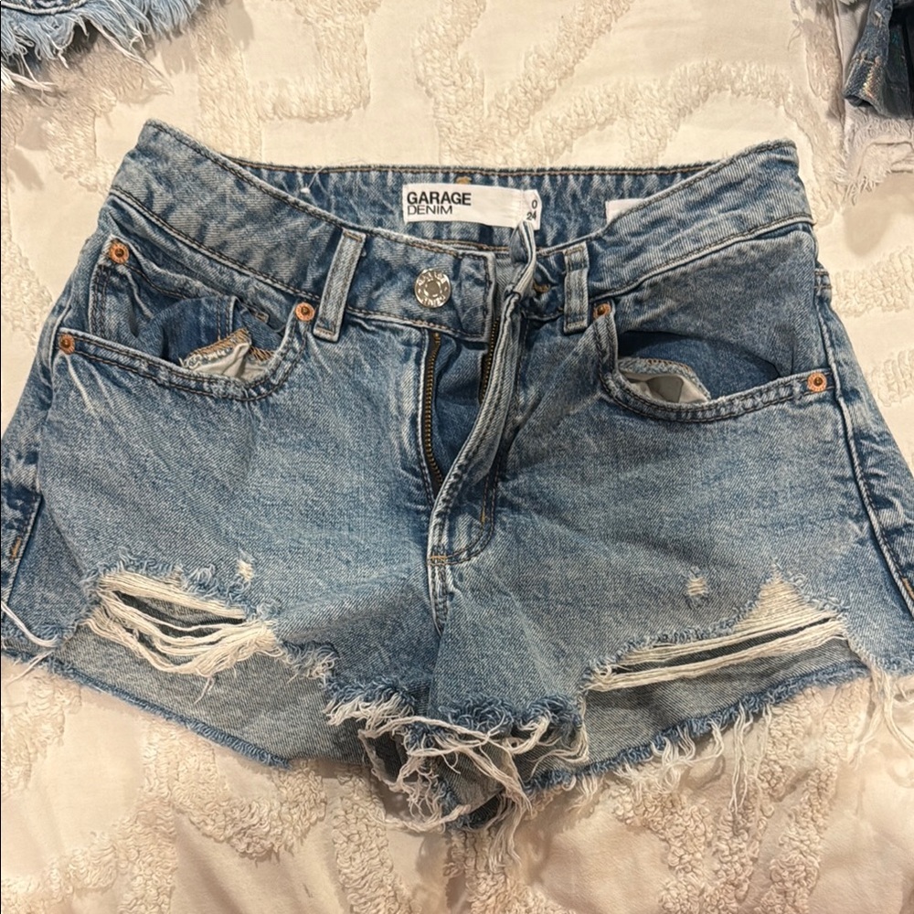 COPY - Garage Blue Jean Shorts Distressed Casual